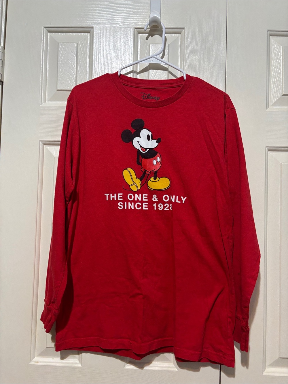 Disney Red Long Sleeve Tee with Mickey Mouse Graphic